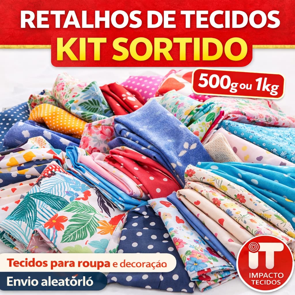 Retalho de Tecidos Sortidos 500g ou 1kg Para Patchwork Artesanato Costura