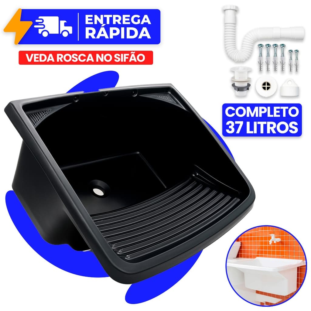Tanque de Lavar Roupa Reforçado Metasul Pia Lavanderia Instalação Resistente Diversas Cores
