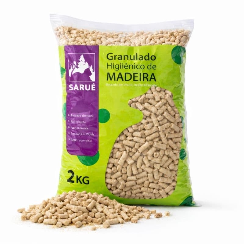 kit 10 Pacotes Areia Sanitária para Gatos Granulado de Madeira 20kg Natural Alta Absorção Muito + Econômicos