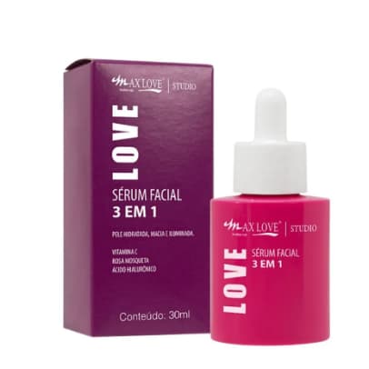 Sérum Facial 3 em 1 Max Love com Vitamina C, Rosa Mosqueta e Ácido Hialurônico 30ml