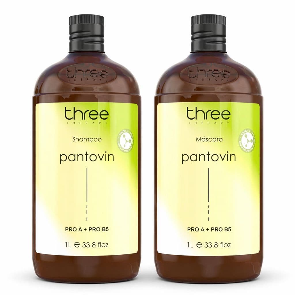Pantovin Three Therapy Shampoo + Máscara 1 Litro Crescimento Capilar Anti queda Fortalecedor Hidratante