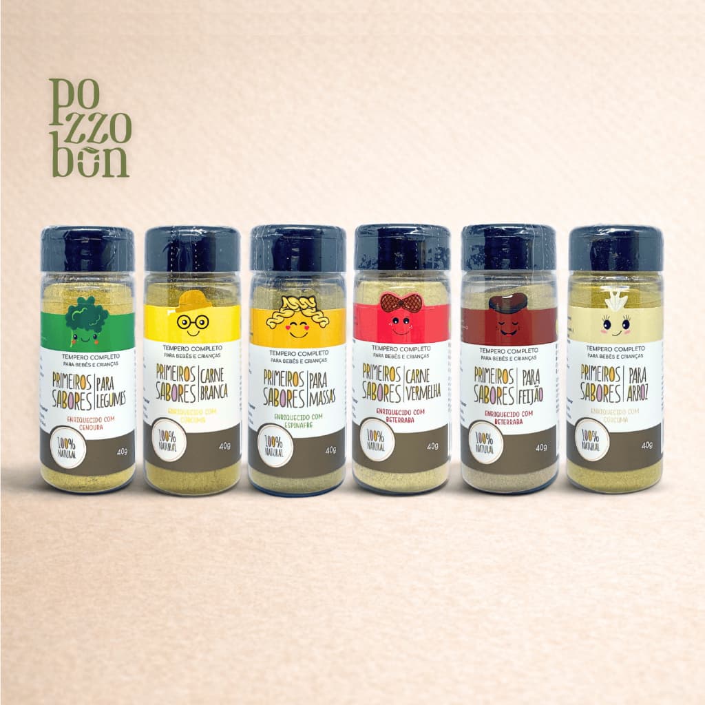 Kit 6 Tempero Primeiros Sabores Natural Para Grãos, Legumes e Carnes Terra Amor 40 g