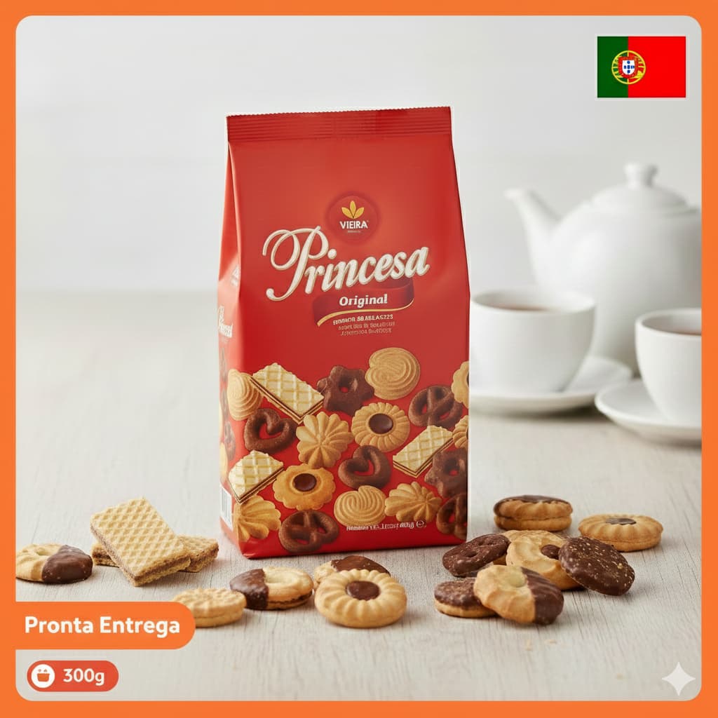 Biscoito Importado Princesa Vieira Portugal Original 400g - Sortido (chocolate ao leite, coco)