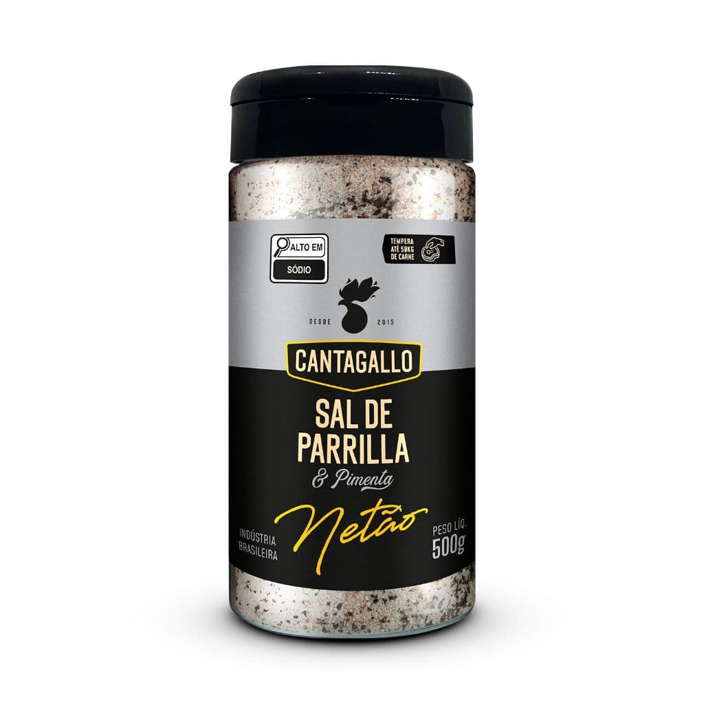 Sal de Parrilla e Pimenta Netão CantaGallo 500g - Tempero Completo para Carne e Grelhados