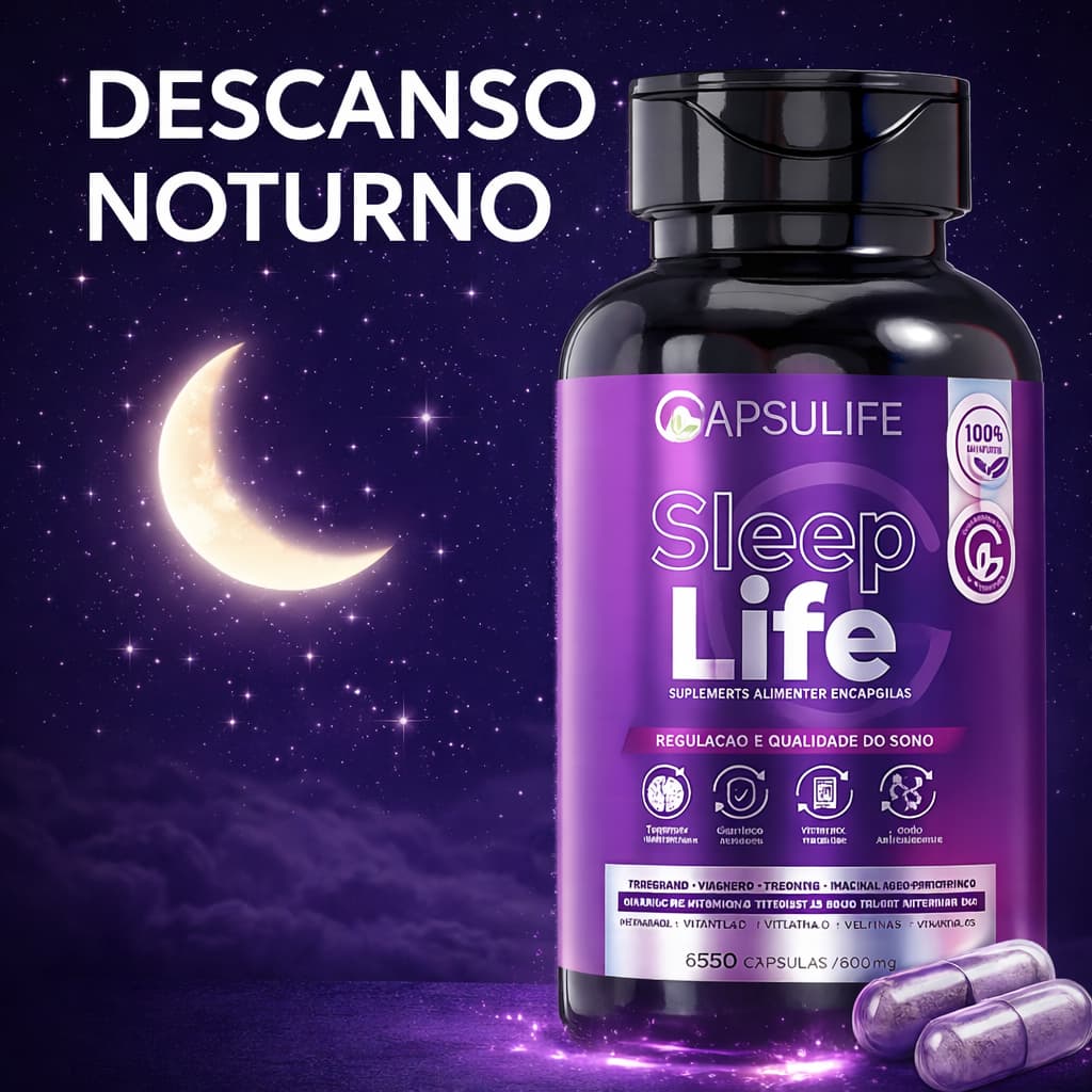 Suplemento Sleep Life Melatonina 0,21mg com Triptofano Magnésio e Vitaminas Sono e Metabolismo