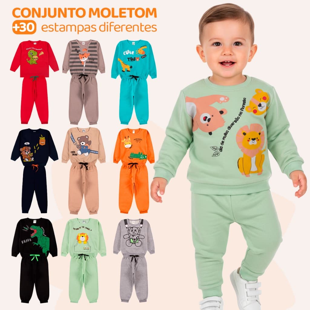 Kit Sortido 4  Peças Moletom Roupa De Bebê Menino Infantil Inverno, Moletom para Bebês de Frio Infantil Masculino