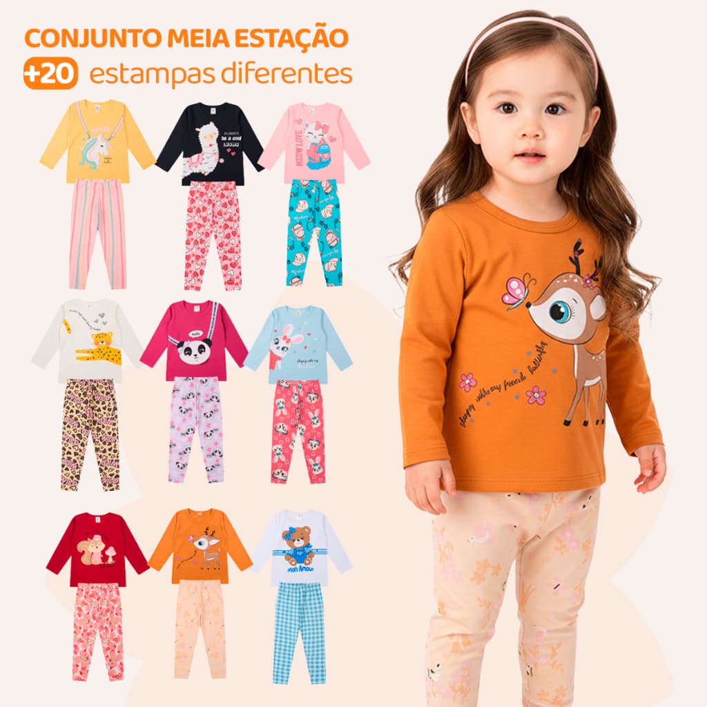 Kit Sortido 2, 4 ou 6 Peças de Roupas Bebê Feminino Infantil Inverno e Meia estação ou 4 Peças de Roupa Bebê Menina