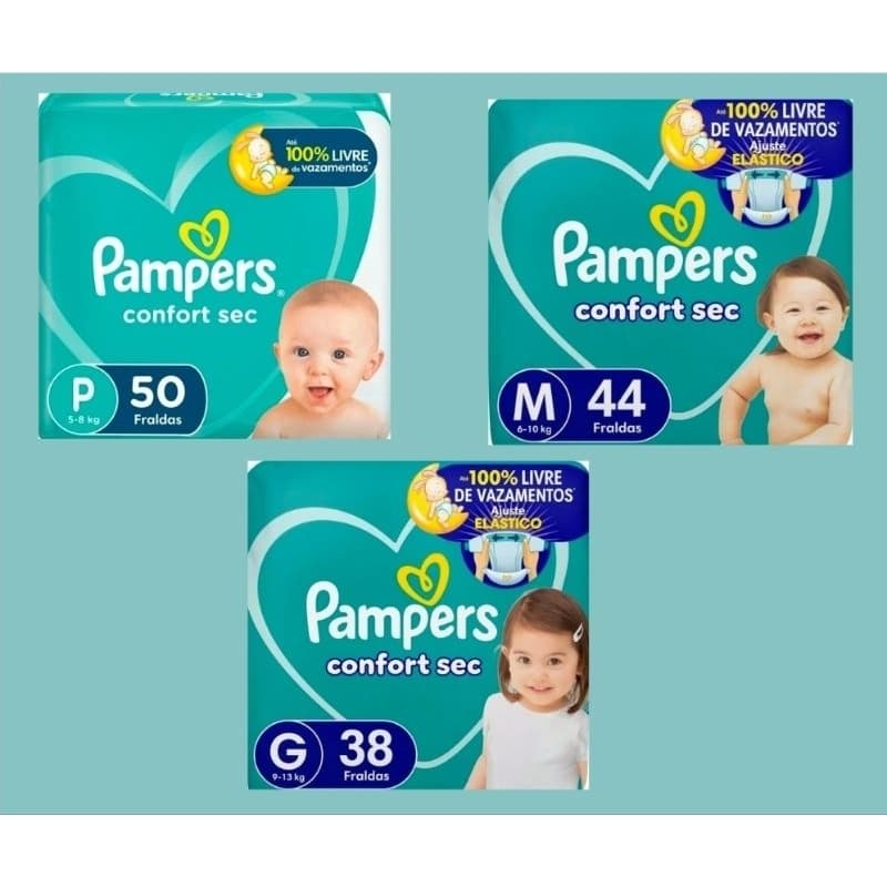 Fralda Pampers Confort Sec P/M/G
