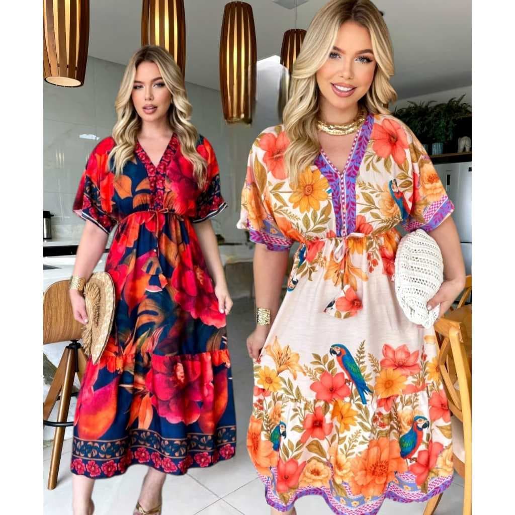 Vestido Femenina  Manga Longo Estampa Exclusiva**&