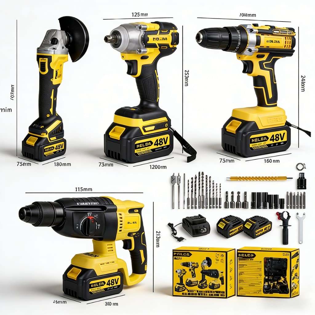 Kit 2 em 1 21V/48v Esmerilhadeira+ Chave de Impacto e Chave de Fenda Elétrica 110v/220v Profissional