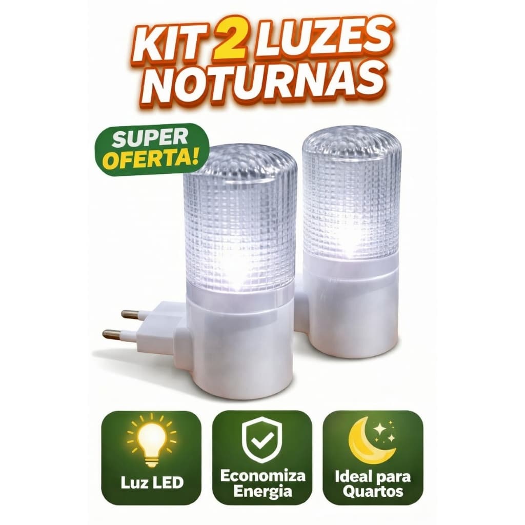 Kit Abajur de Tomada LED Luminária de Parede Vertical 7 cm Bivolt - 2 unidades