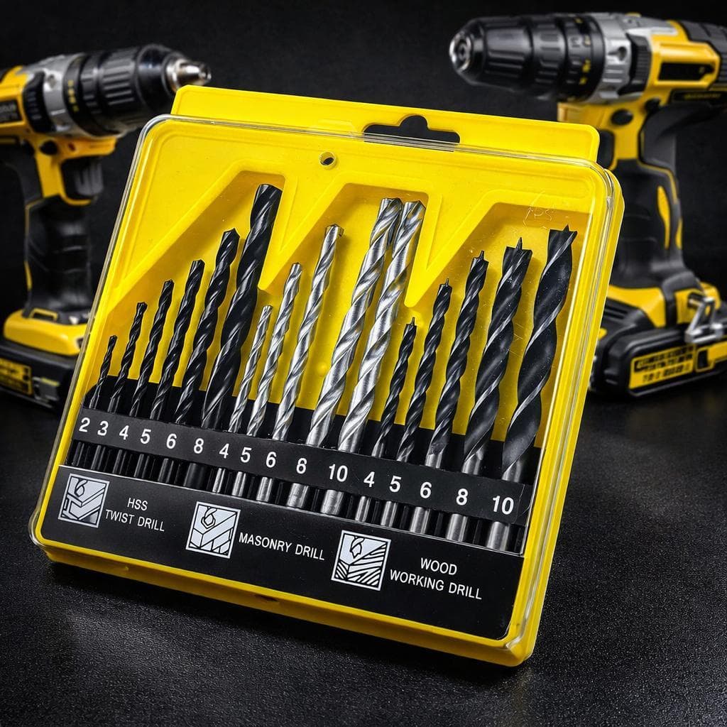 Kit Brocas 16 Peças Madeira Metal Concreto Profissional Aço Resistente Estojo Organizador Uso Doméstico e Construção