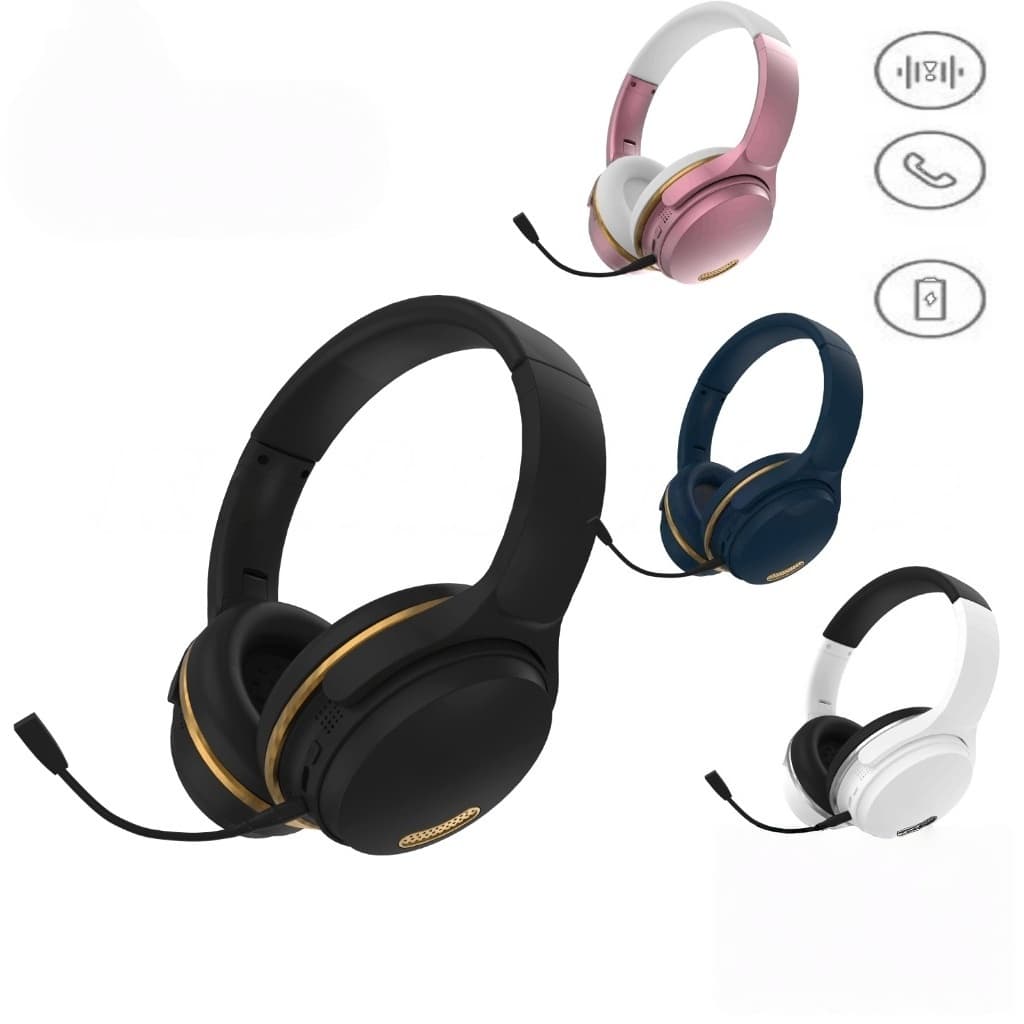 Fone de Ouvido Gamer com Microfone Externo Bluetooth Estéreo Over-Ear Baixo Forte Confortável Compatível PC Celular