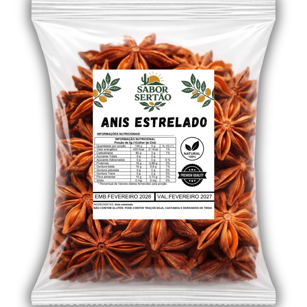 Anis Estrelado 100% Natural 250GR - 100GR