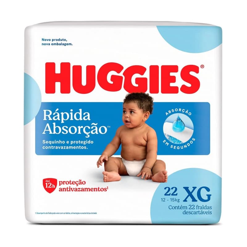 Fralda Huggies Rápida Absorção XG com 22 unidades