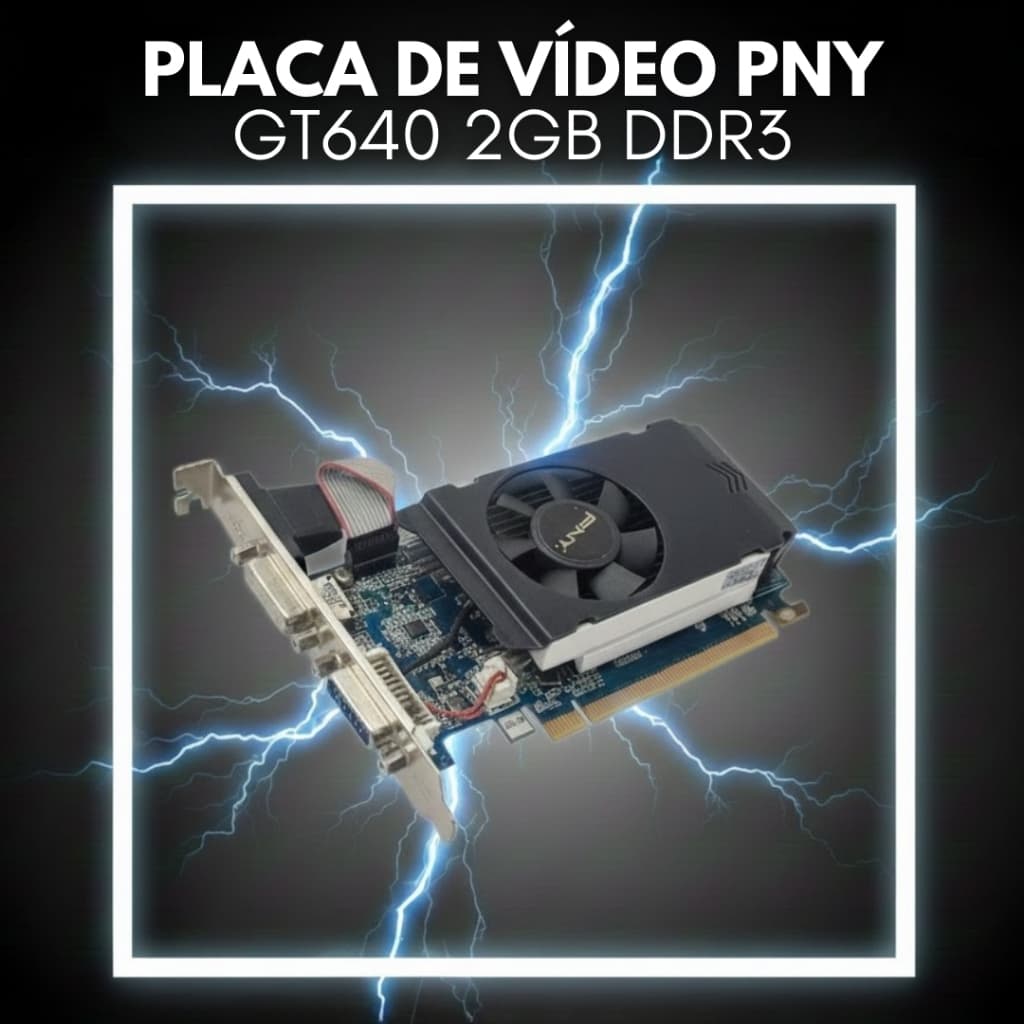Placa de Vídeo PNY Nvidia GeForce GT640 2GB DDR3 PCI-E HDMI DVI VGA Gamer Básico PC Desktop