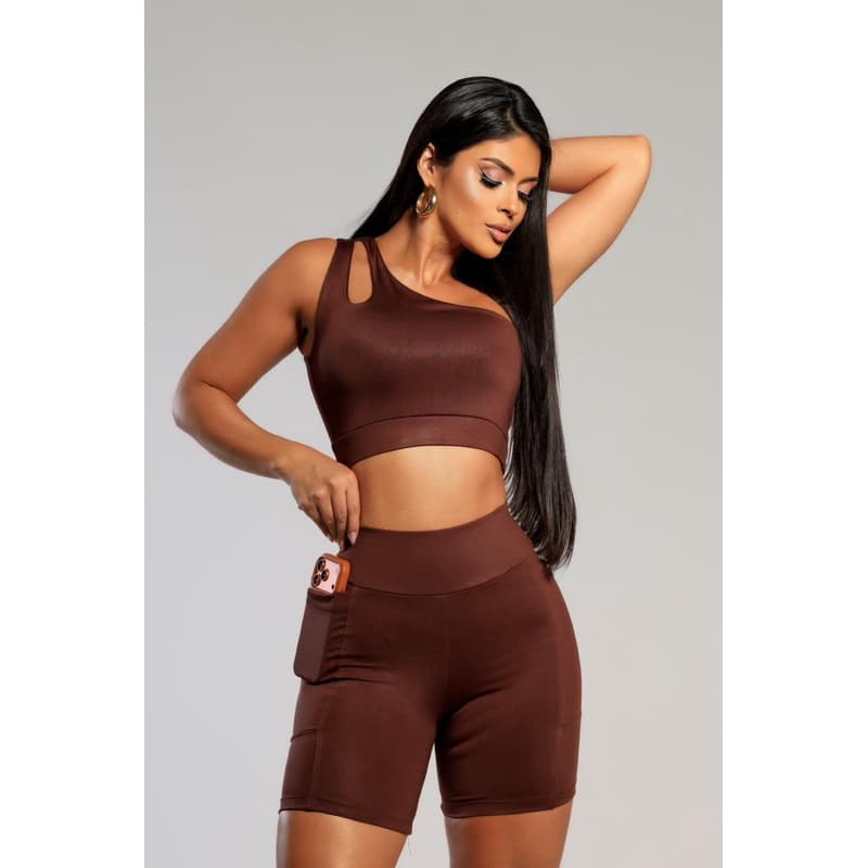 Conjunto Fitness Conjunto De Academia Corrida Short Com Bolso Top Duplo Zero Transparencia