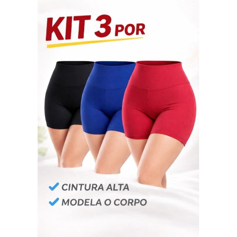 kit 3 shorts femininos curto suplex FITNESS