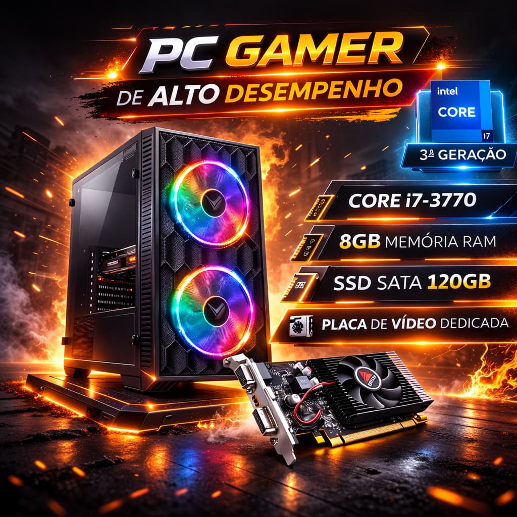 Computador Gamer Intel Core i7 - 8GB de RAM - SSD 120GB - Placa de Vídeo GT730 4GB