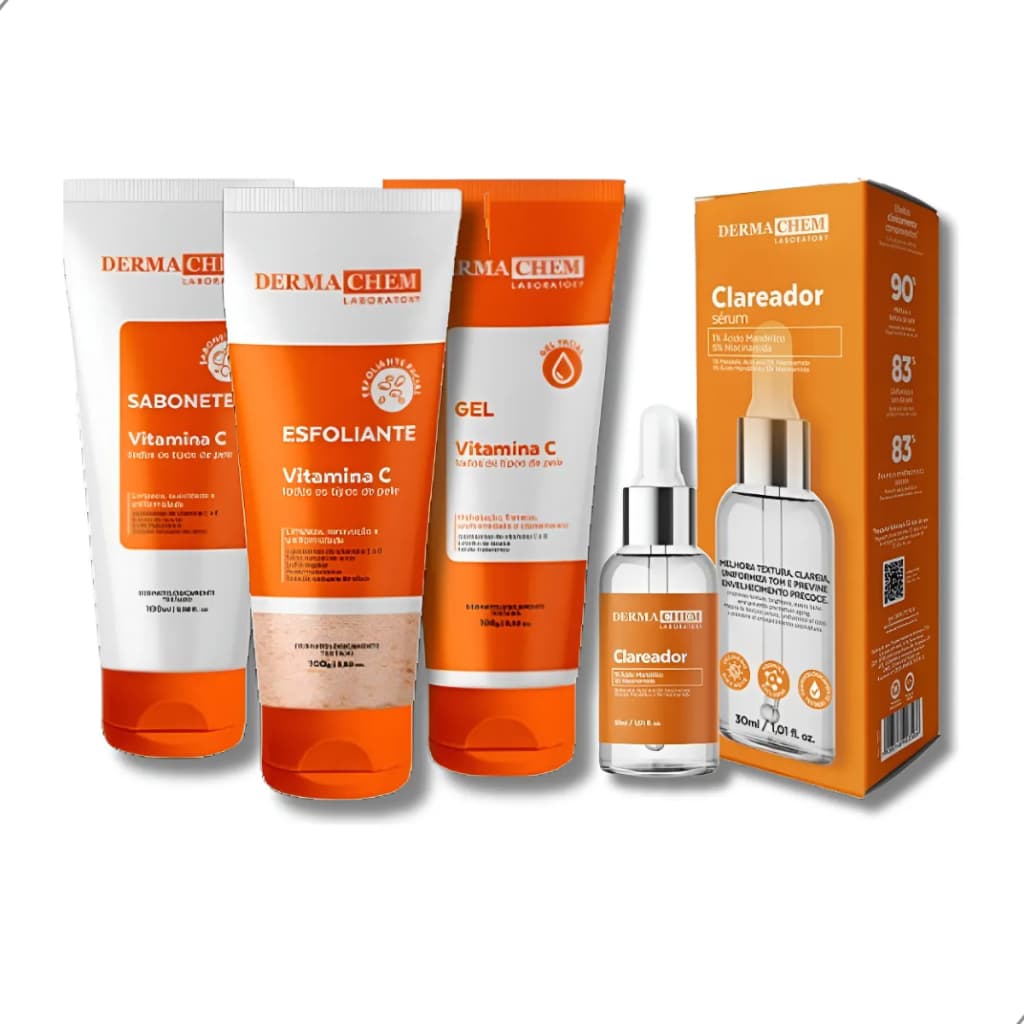 Kit Skincare Vitamina C Clareador e Anti-idade - Dermachem com 4 itens