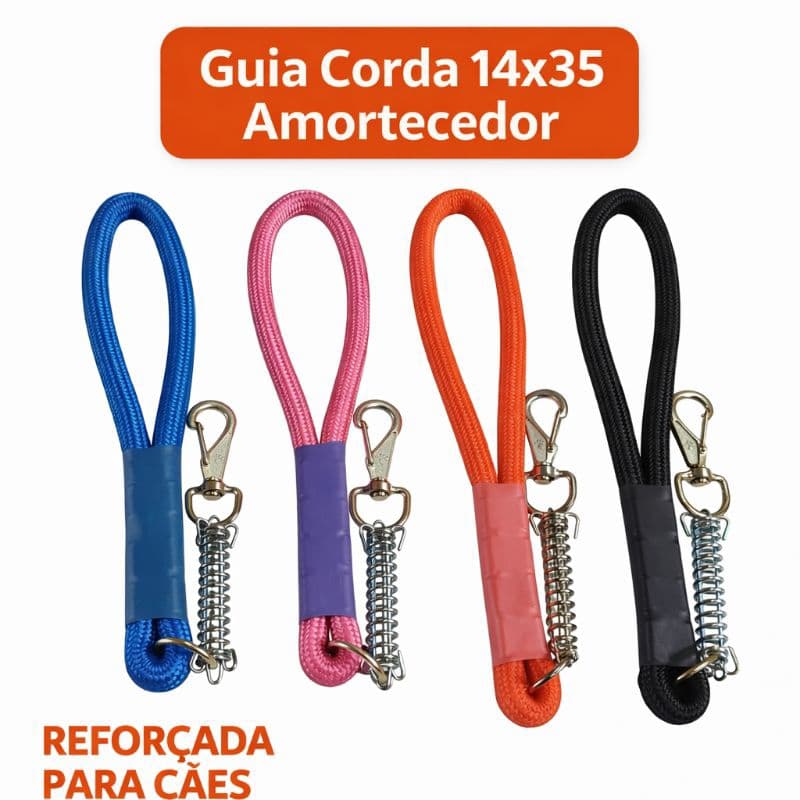 Guia Corda 14x35 com Amortecedor guia corda pet, guia amortecedor, guia anti impacto cachorro, guia reforçada 14mm,.