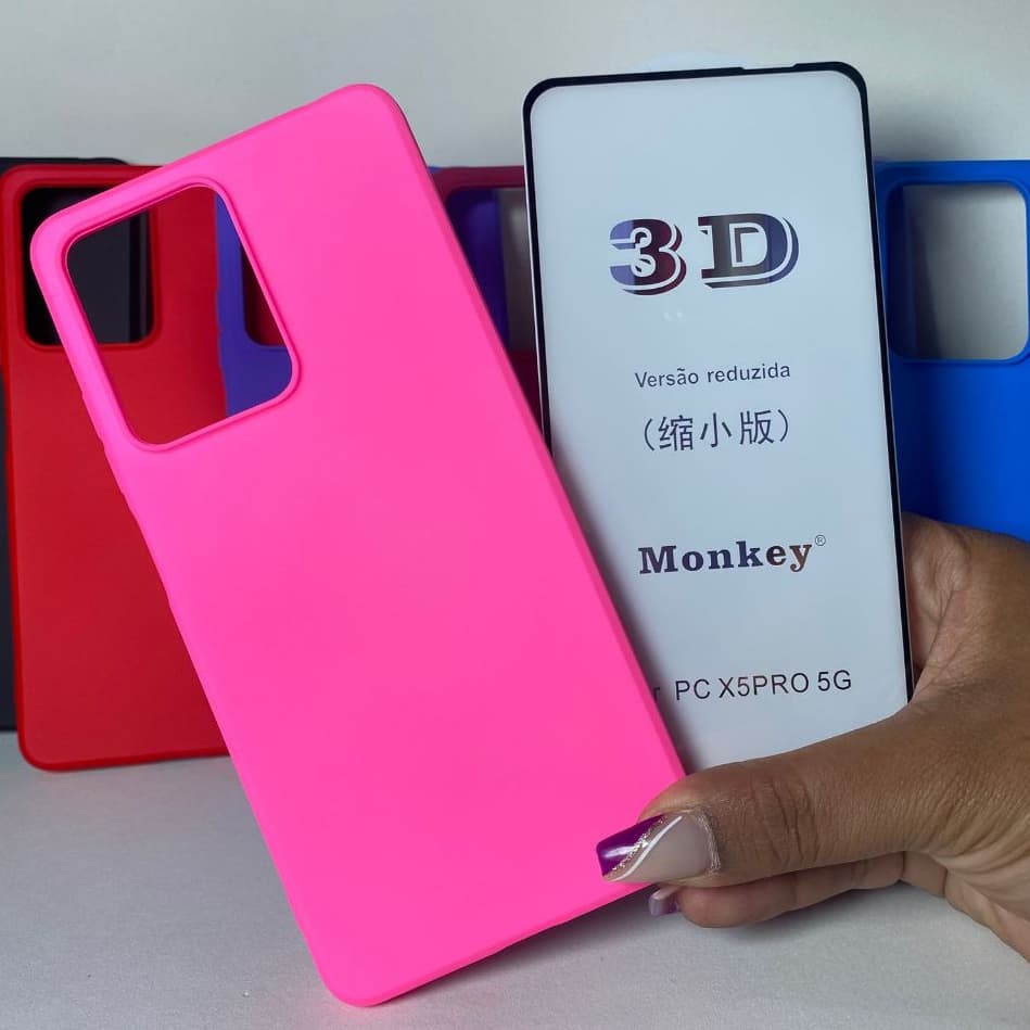 Capa X5 PRO Câmera Aberta + Película 3D Kit Redmi Capinha  Protetora Celular Silicone
