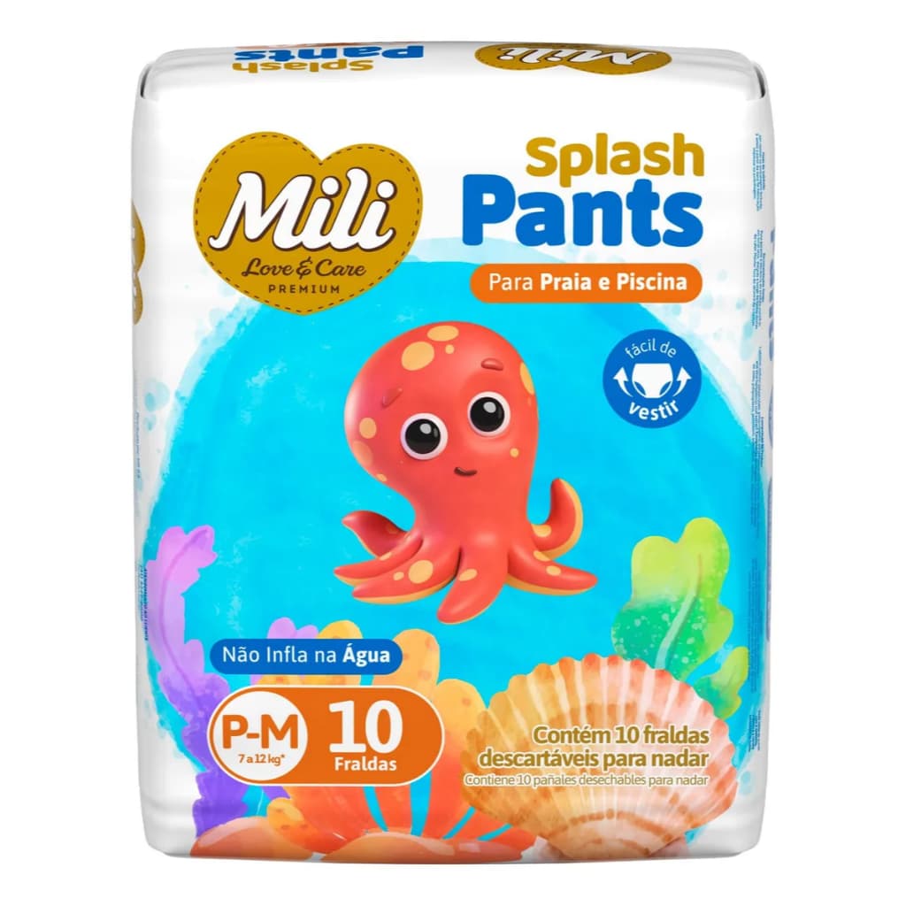 Fralda Mili Splash Praia E Piscina - P/m - Com 10 Fraldas Gênero Sem Gênero Tamanho Pm