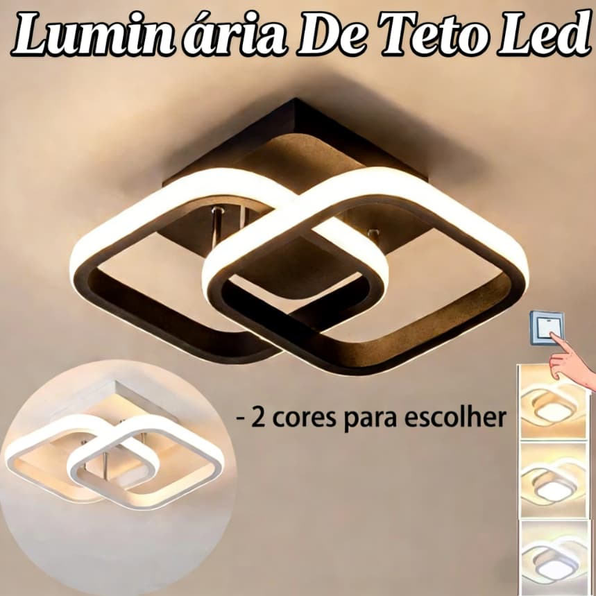 Luminária De Teto Led Moderna Plafon 3 em 1 Lustre para Quarto, Sala, Escritorio, Corredor, Cozinha