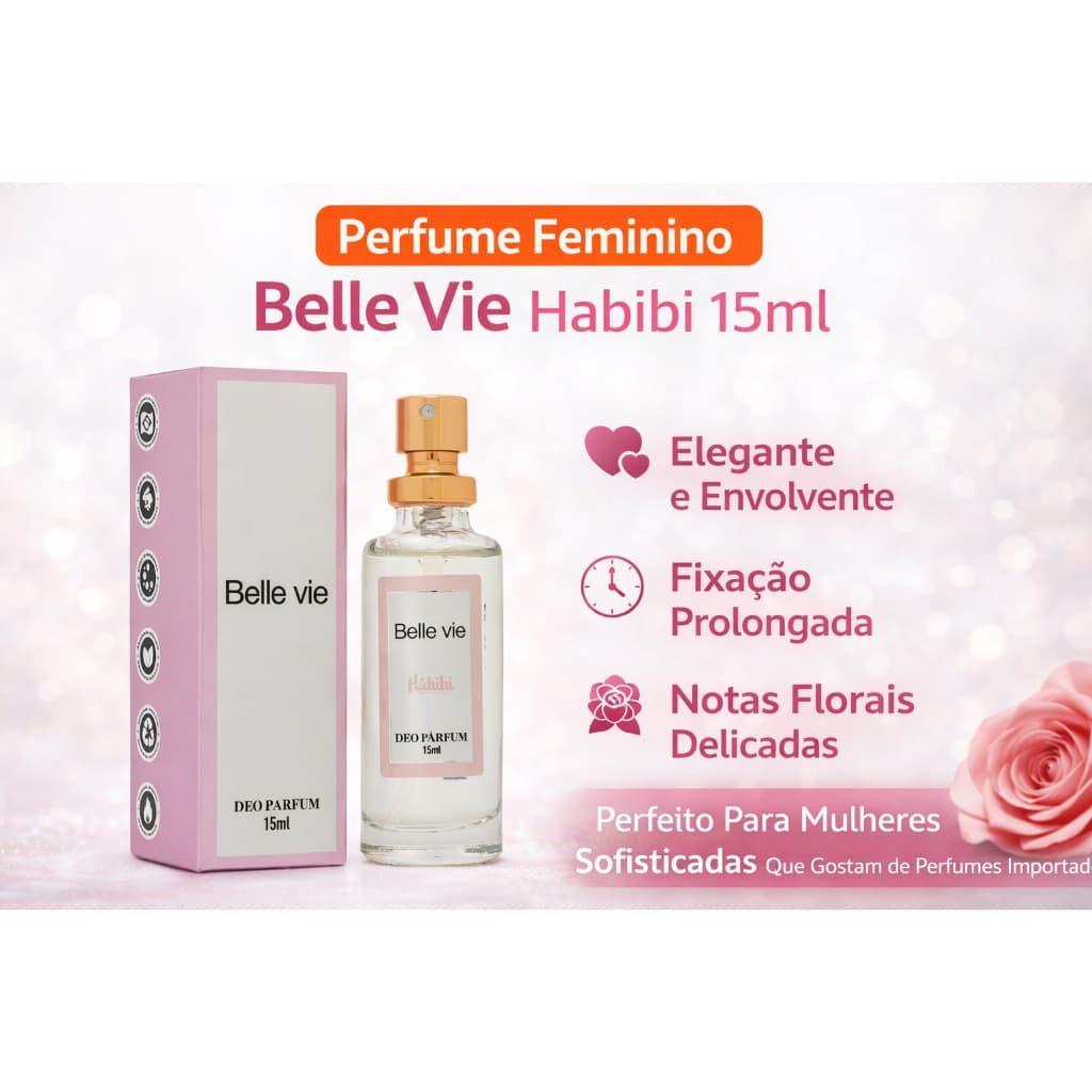 Perfume Feminino Bella Essence Habibi 15ml | Alta Fixação | Doce Sofisticado | Inspiração Importado