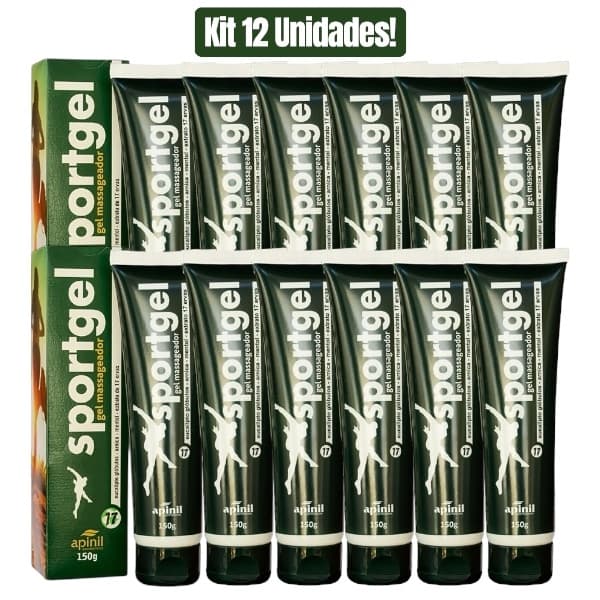 KIT 12 UNIDADES SPORTGEL GEL MASSAGEADOR 17 ERVAS 150g APINIL