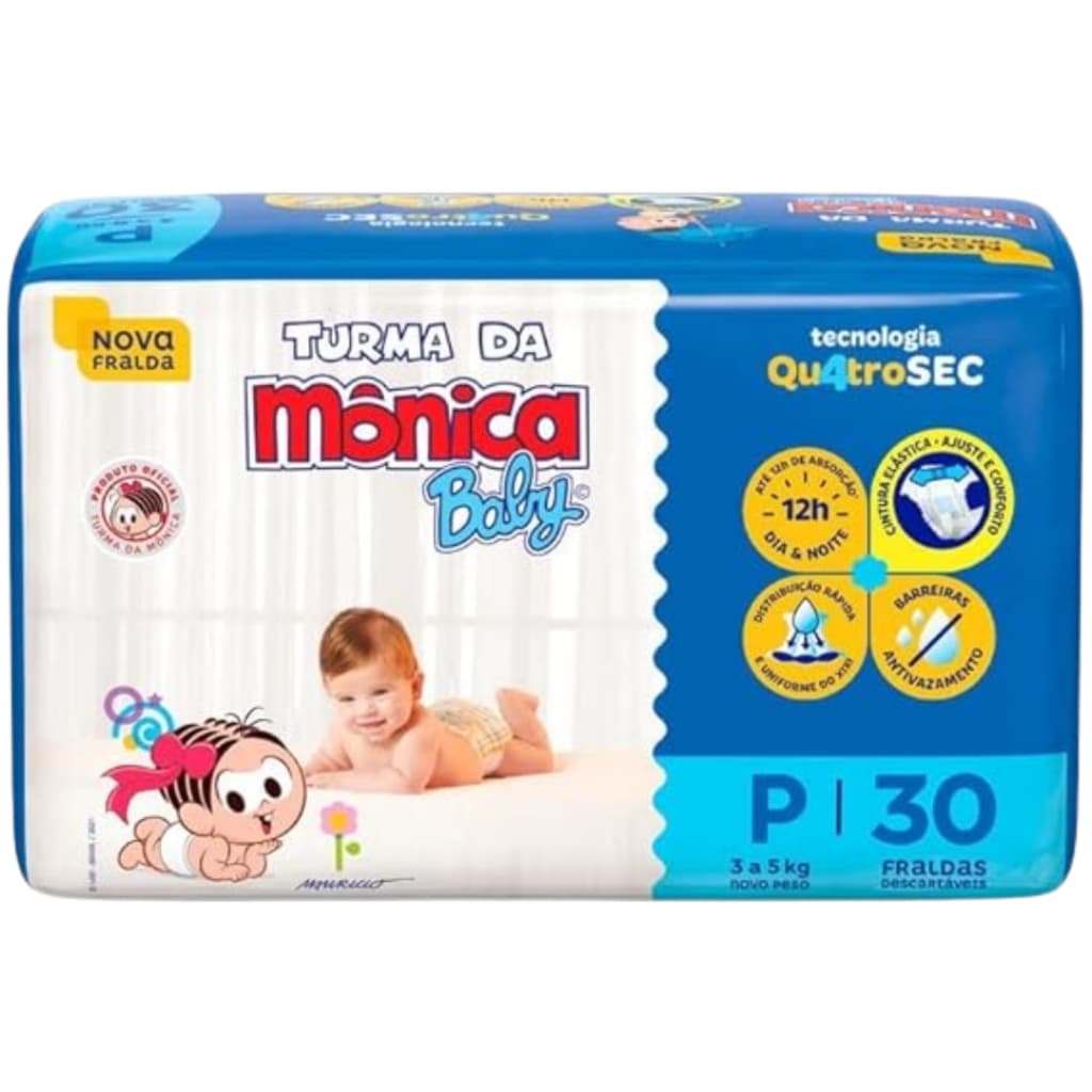 Fralda Descartável Turma Da Mônica Baby P - Escolha Seu Kit