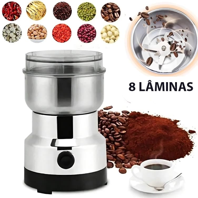 Moedor De Grãos E Café Elétrico 8 Lâminas Moinho de Grãos Farinha Em Aço 110V e 220V