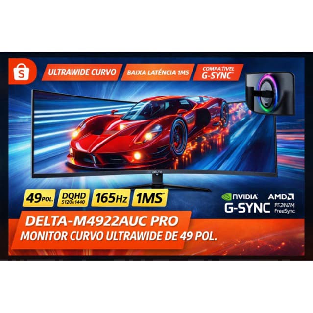 Monitor Gamer LED Curvo/Plano Ultrawide até 49” com Alto-falantes | Várias Opções
