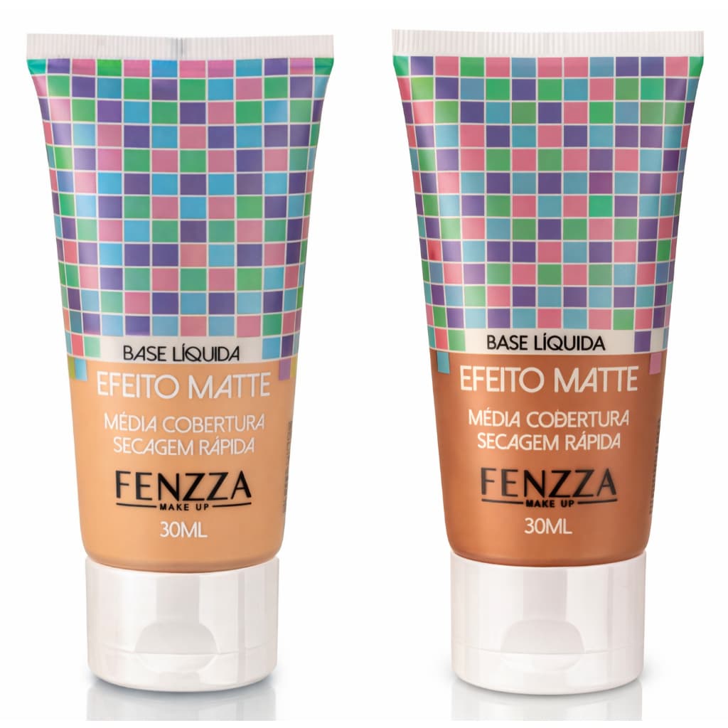 Base Liquida Efeito Matte Fenzza Cobertura Média Longa Duração 30ml