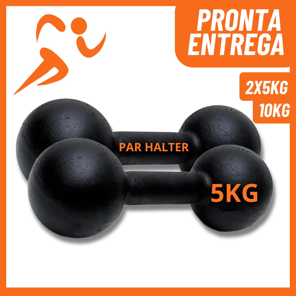 Par Halteres Musculação 5kg Pintado (10kg Total) Peso Para Exercícios Academia Treino em Casa