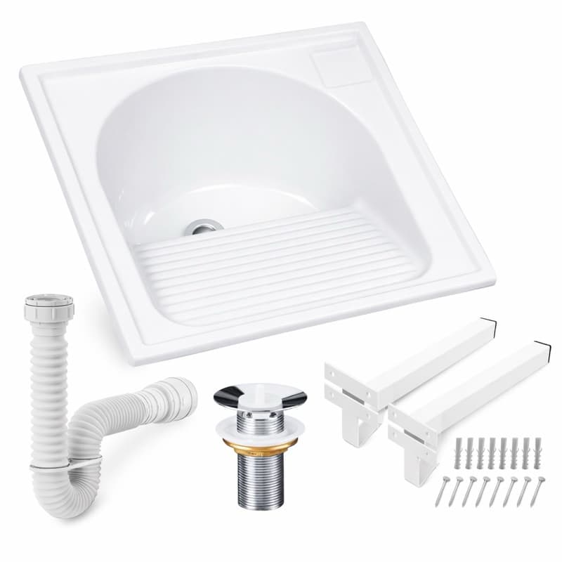 KIT TANQUE 60X60 MARMORE SINTÉTICO +VALVULA +SIFÃO