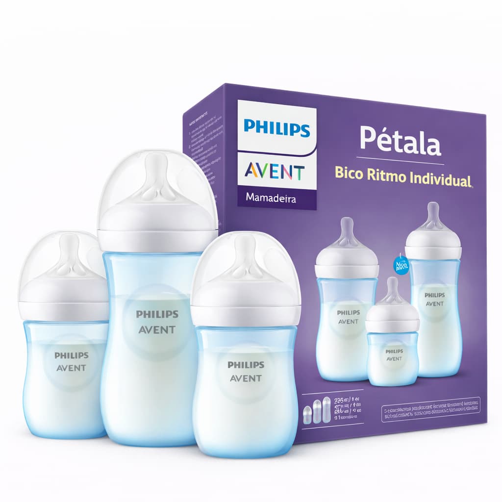 Kit 3 Mamadeiras Pétala 3.0 Azul 125 + 260 + 330ml - Philips Avent