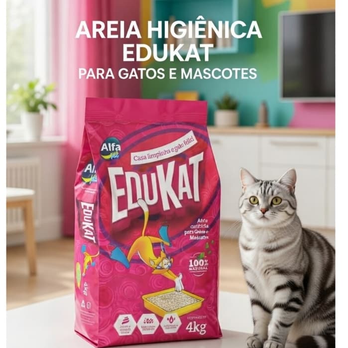 areia sanitária higiênica para gatos anti odor Edukat PACOTE COM 4 KG