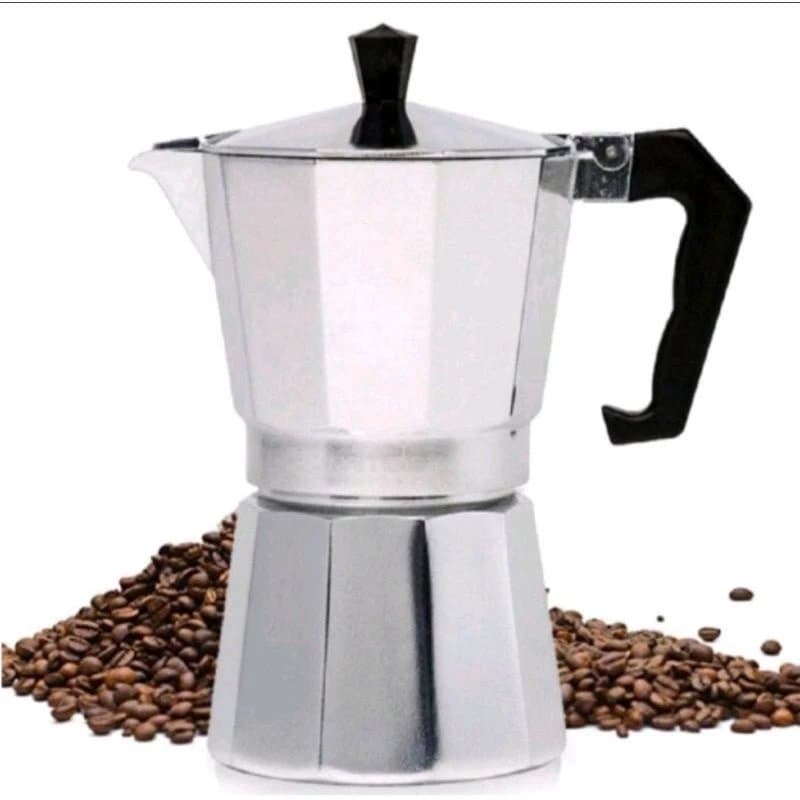 Cafeteira Italiana Moka em Alumínio, 300ml, 6 Xícaras, Prateada, para Café Expresso