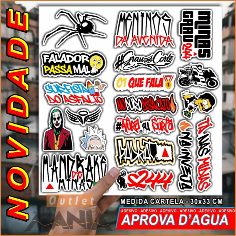 Adesivos Mandrake Minas Grau 244 para Capacete Bike Moto Carro - Cartela Aprova D'água - MG