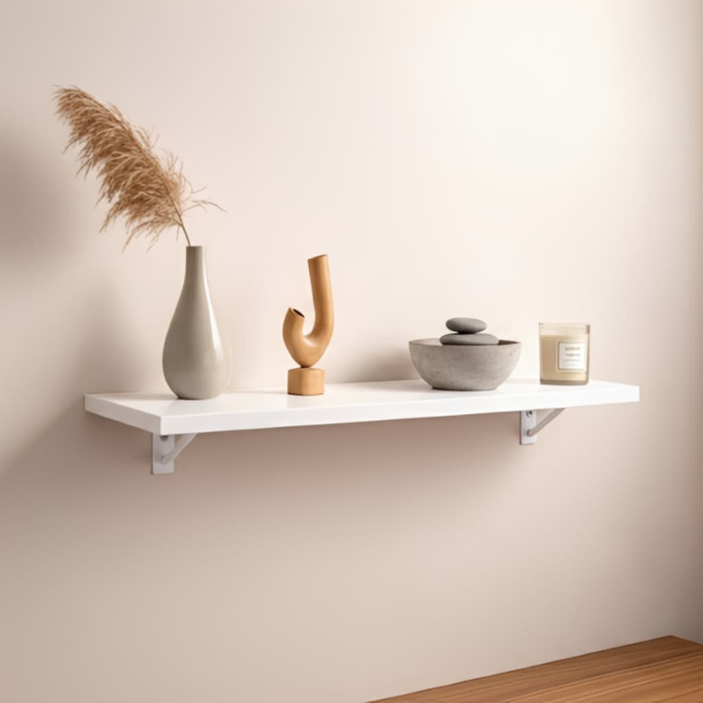 Prateleira De Parede Mdf 60x30cm Branca Com Suporte Mão Francesa