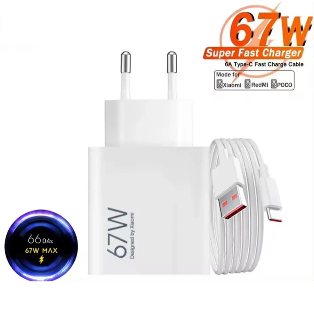 Carregador Turbo 67W Tipo-C Alta Potência  Carregamento Super Rápido Segur  Compatível Android