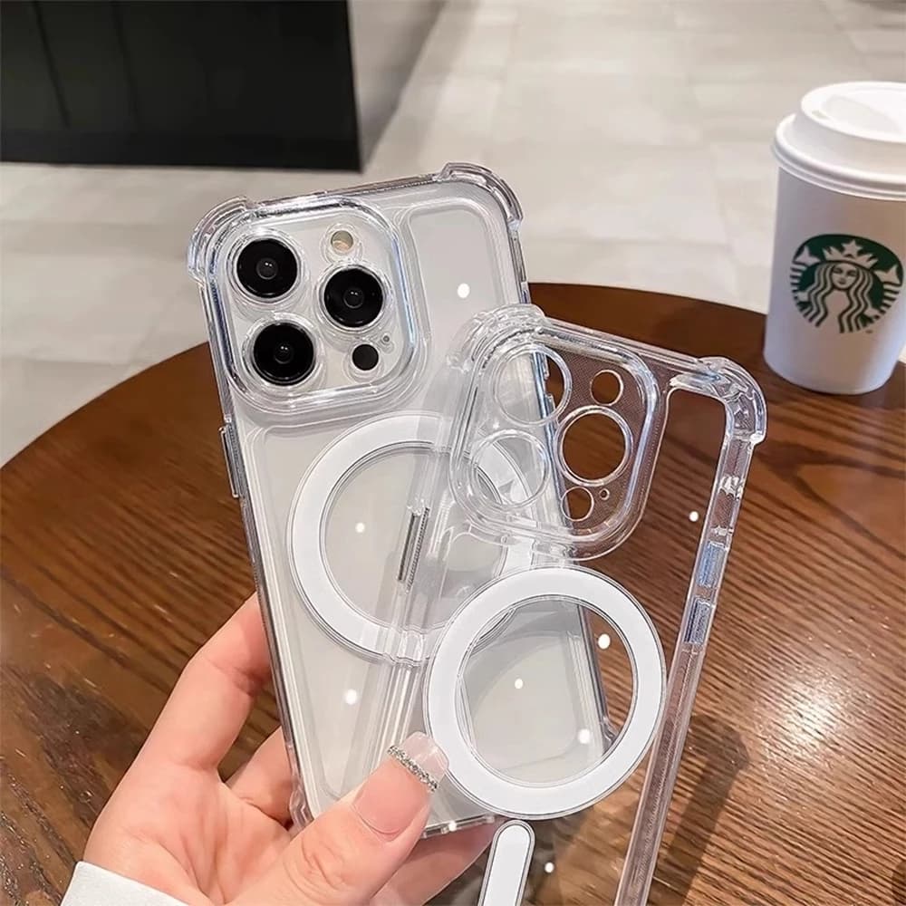 Capa Capinha Acrilico Magsafe Transparente Para iPhone 11,12,13,14,15,16,17 18 Pro Plus Pro Max