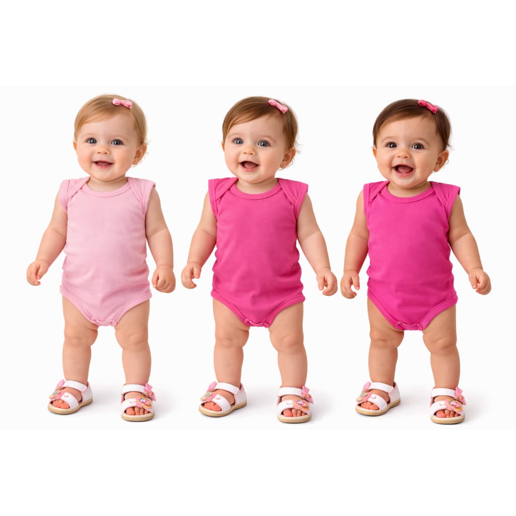 Kit 3 Bodys Bebê Menina  Regata  Body Algodão Infantil Roupa Bebê Menina Enxoval Bebê Feminino +1BB