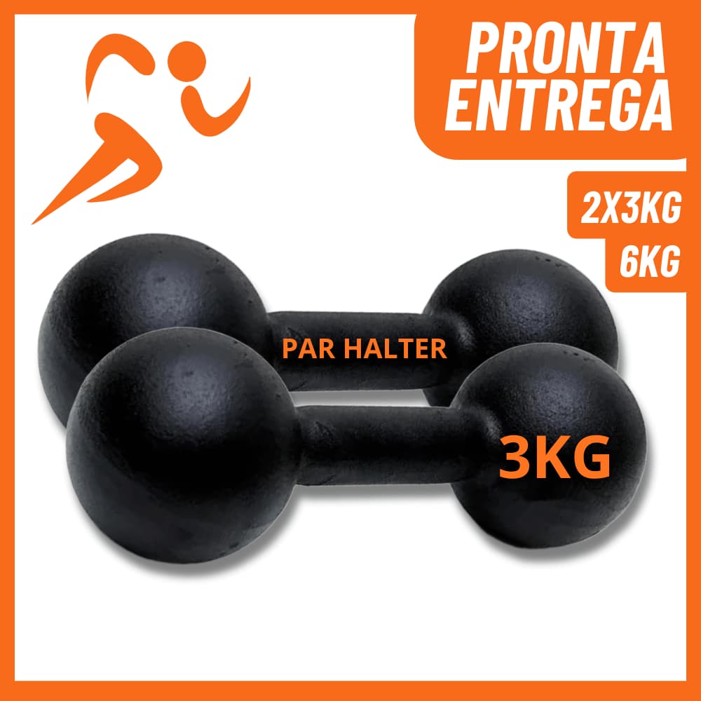Par Halteres Musculação 3kg Pintado (6kg Total) Peso Para Exercícios Academia Treino em Casa