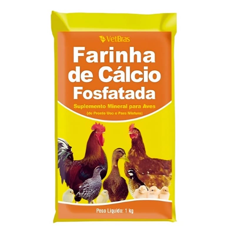 Farinha de Cálcio Fosfatada 1kg - Suplemento Mineral Para Aves