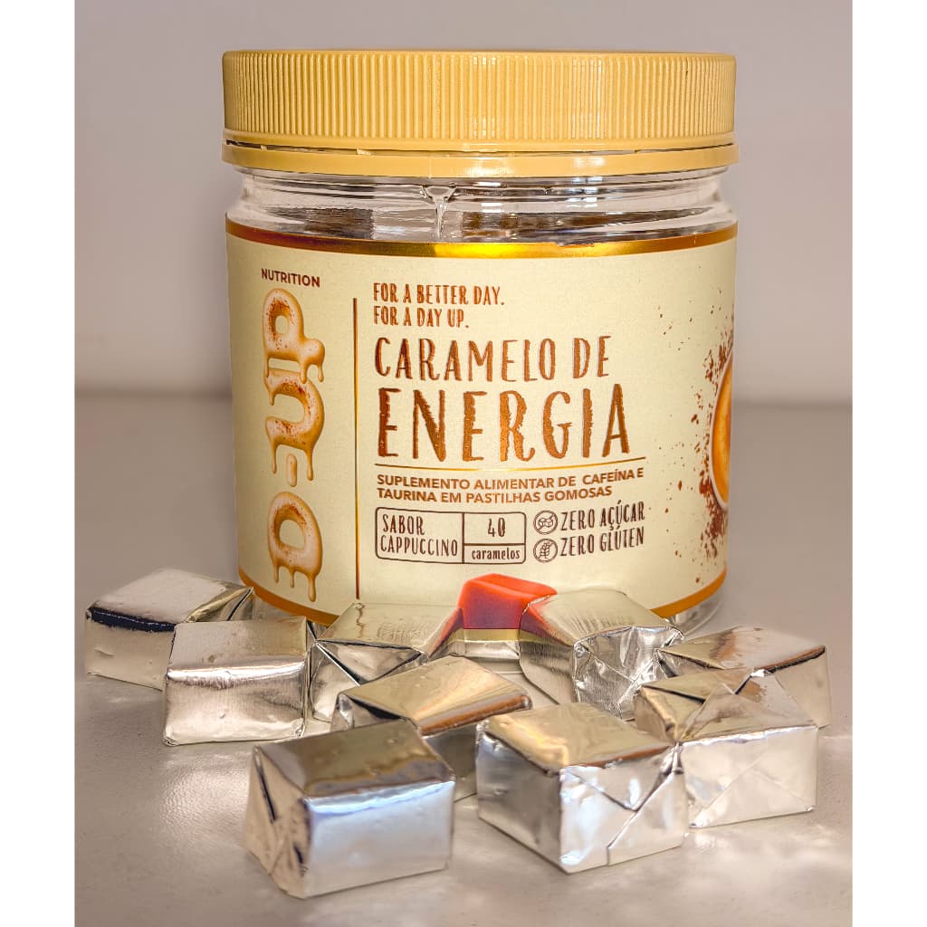 Pré-Treino em Bala de Caramelo Cappuccino |  Zero Glúten | Energia Rápida e Prática |  Alta Performance