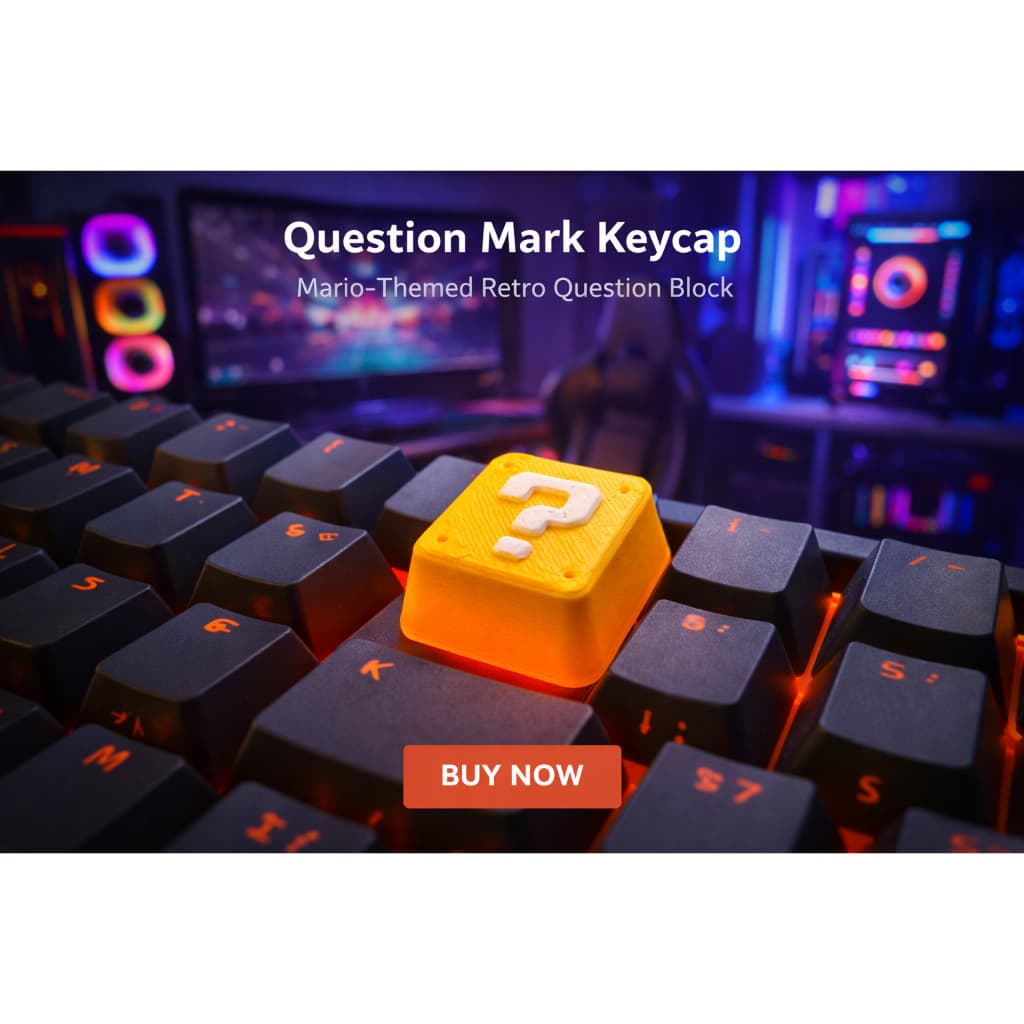 Keycap Cubo Interrogação Retrô Gamer + Removedor de Keycaps Grátis | Estilo Mario | Teclado Mecânico Switch MX RGB