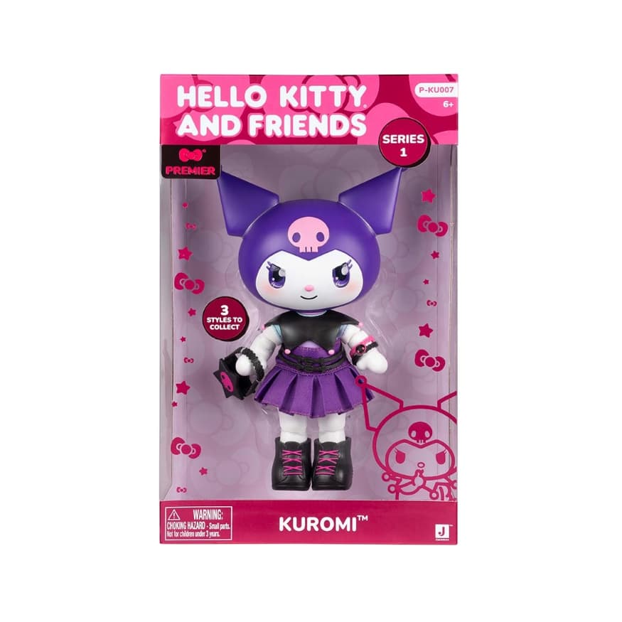 Boneca Articulada Kuromi de 20cm + Acessórios Hello Kitty