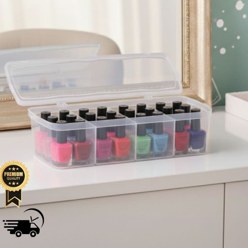 Organizador Porta Esmalte Bijuterias Anzol Remédios Ferramentas Costura com 4 Divisórias Caixa Box Resistente de plástic